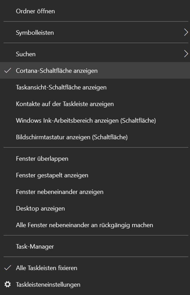 Cortana deaktivieren bei Windows 2