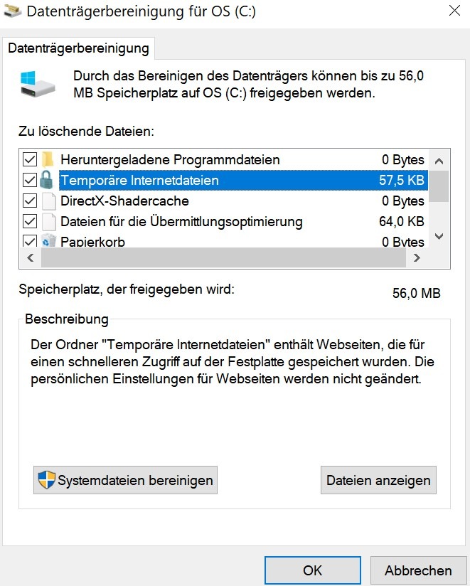 Windows 10 temporäre Dateien löschen 1