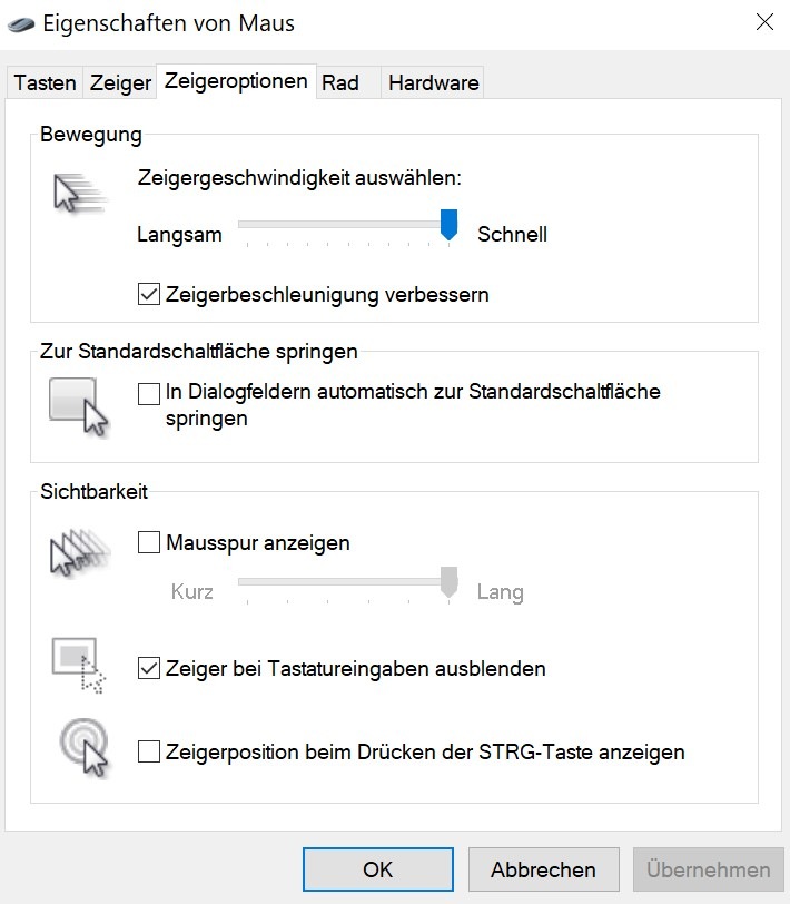 Windows Maus-Doppelklickgeschwindigkeit einstellen2