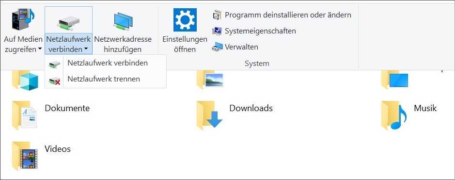 Windows 10 Netzlaufwerk verbinden und trennen – Lösung2