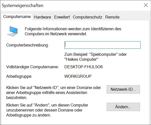 Workgroup Windows 10 ändern – Lösung 2 Workgroup Windows 10 ändern – Lösung1