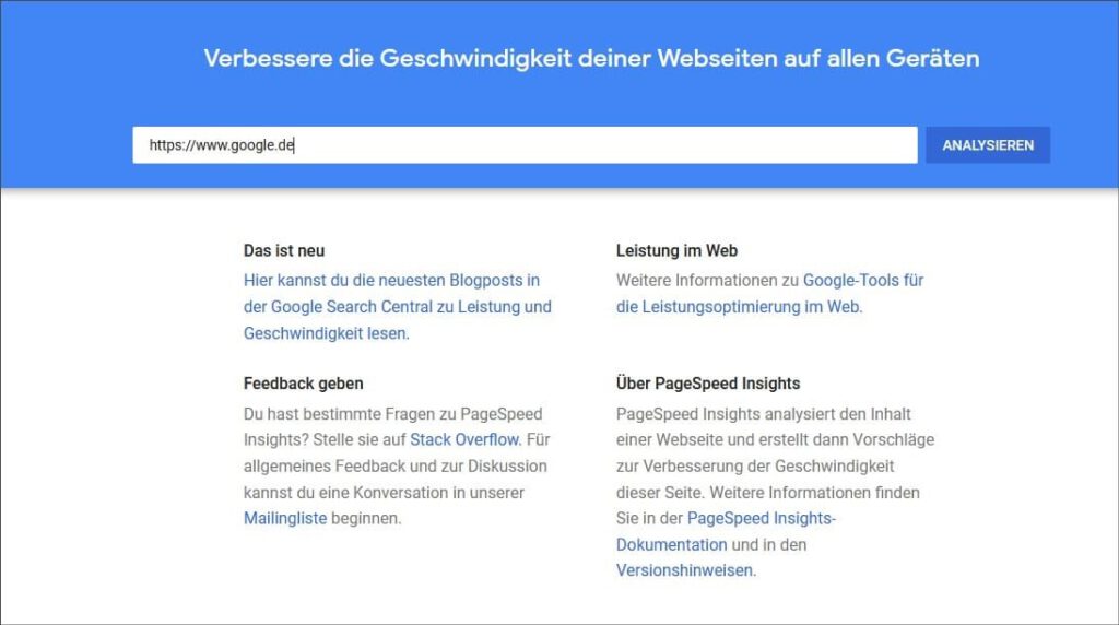 Google-Speedtest Webseite lädt langsam – Geschwindigkeit prüfen1