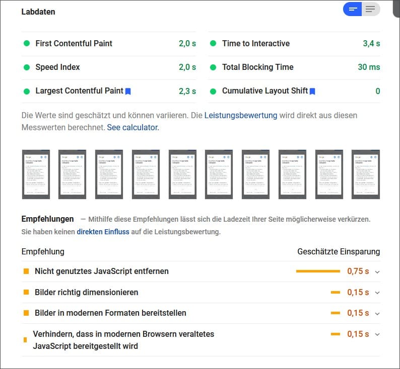Google-Speedtest Webseite lädt langsam – Geschwindigkeit prüfen3