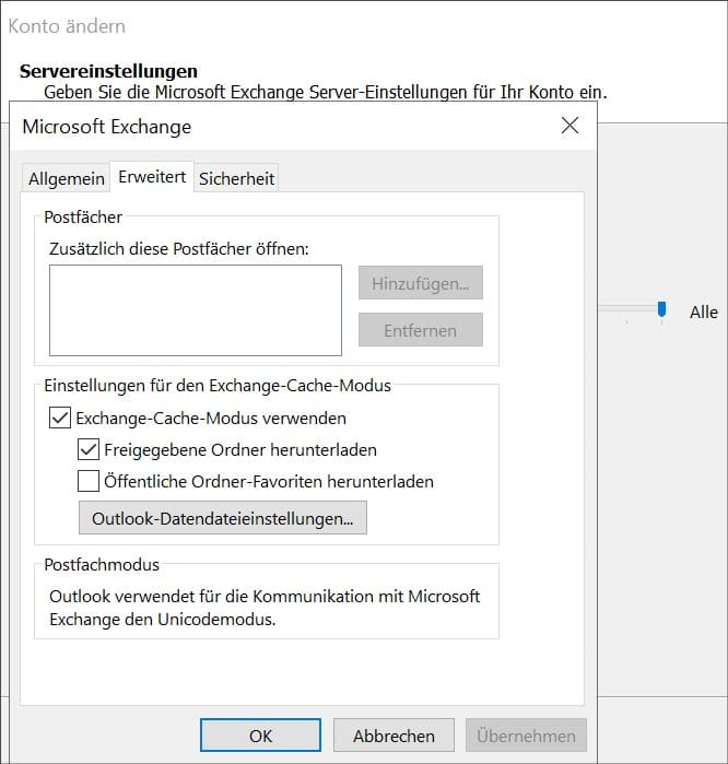 Postfächer hinzufügen bei Outlook – mehrere Emailkonten anzeigen