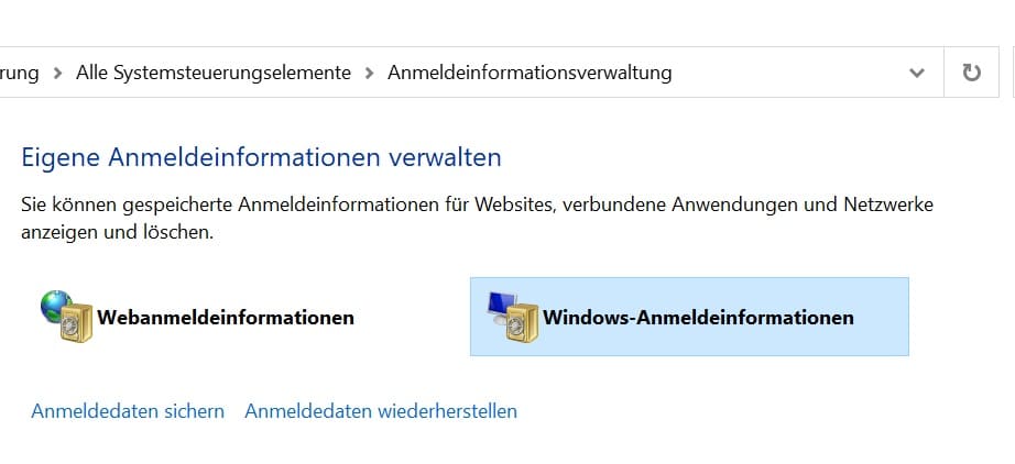 Windows Anmeldeoptionen ändern – Anmeldeinformationsverwaltung