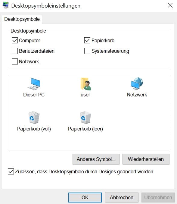 Windows Desktopsymbol Dieser PC weg – Lösung1