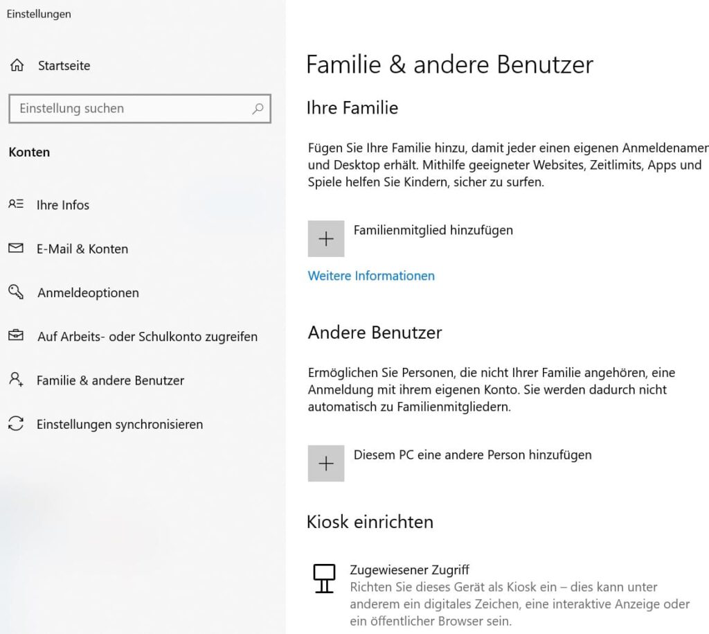 Windows 10 2 Anmeldekonten – Konten ändern2