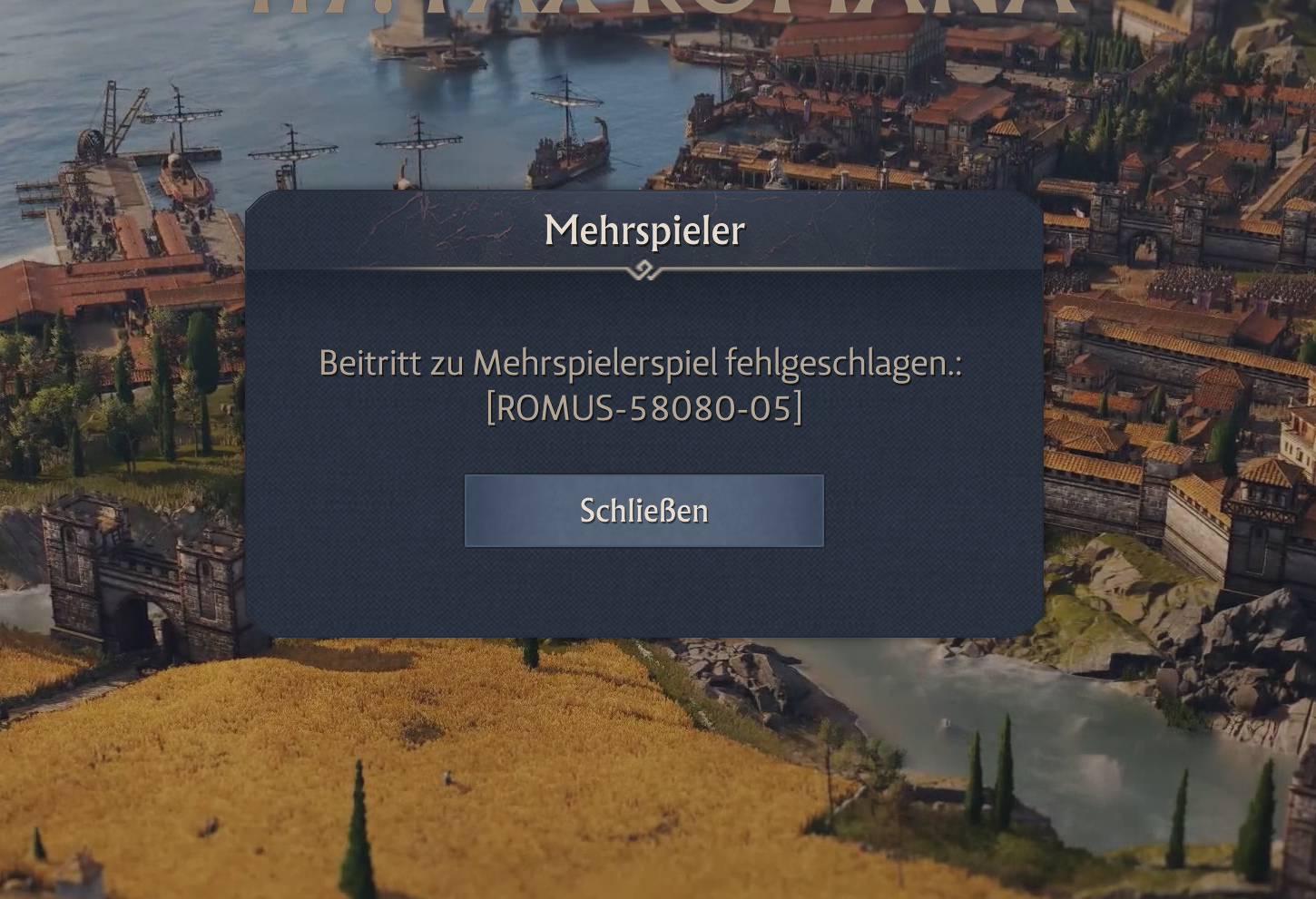 Anno 117 Mehrspieler Fehler - ROMUS-58080-05 - Lösung